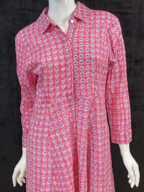 NWT India Amory Pink Blue 100% Cotton Made In India Lined Dress Size 2